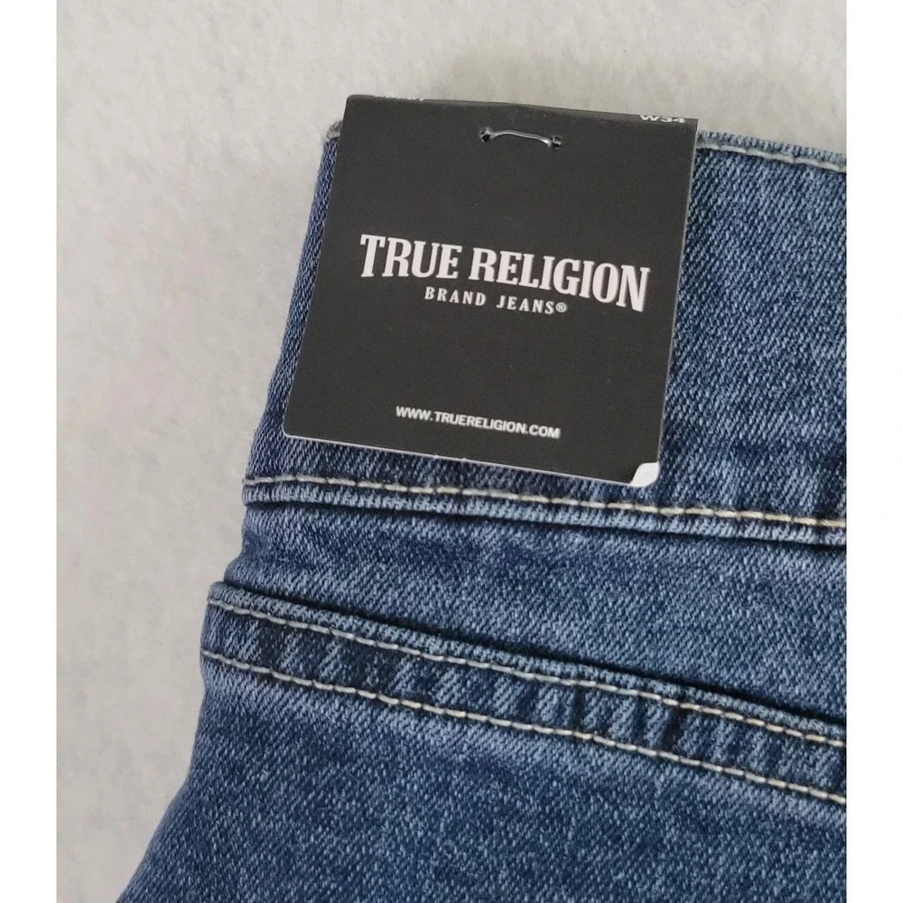 TRUE RELIGION Men's Blue Medium Wash Denim Shorts Relaxed Baggy Size W38 NWT